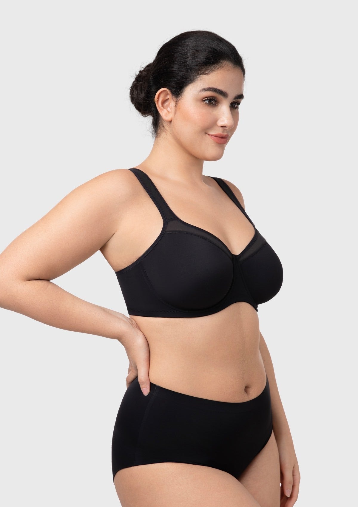 HSIA Alina Full Coverage Underwire Bra Plus Size Supportive Unlined Adjustable Strap Comfort Fit T-Shirt Style