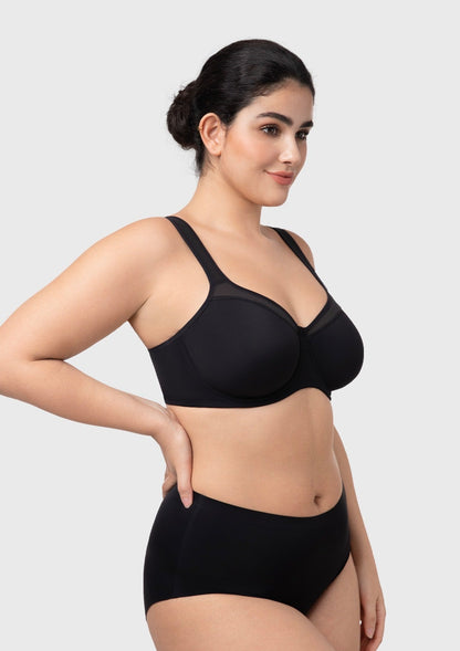 HSIA Alina Full Coverage Underwire Bra Plus Size Supportive Unlined Adjustable Strap Comfort Fit T-Shirt Style