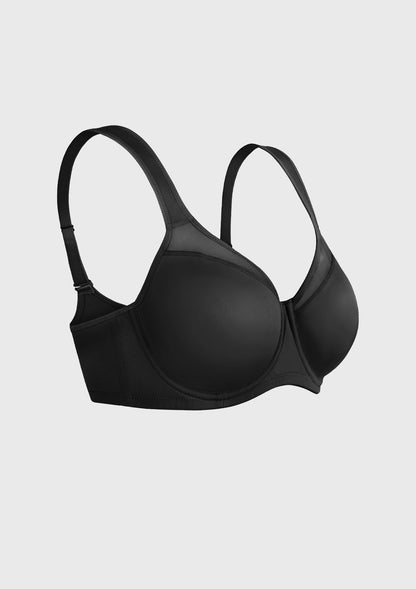 HSIA Alina Full Coverage Underwire Bra Plus Size Supportive Unlined Adjustable Strap Comfort Fit T-Shirt Style
