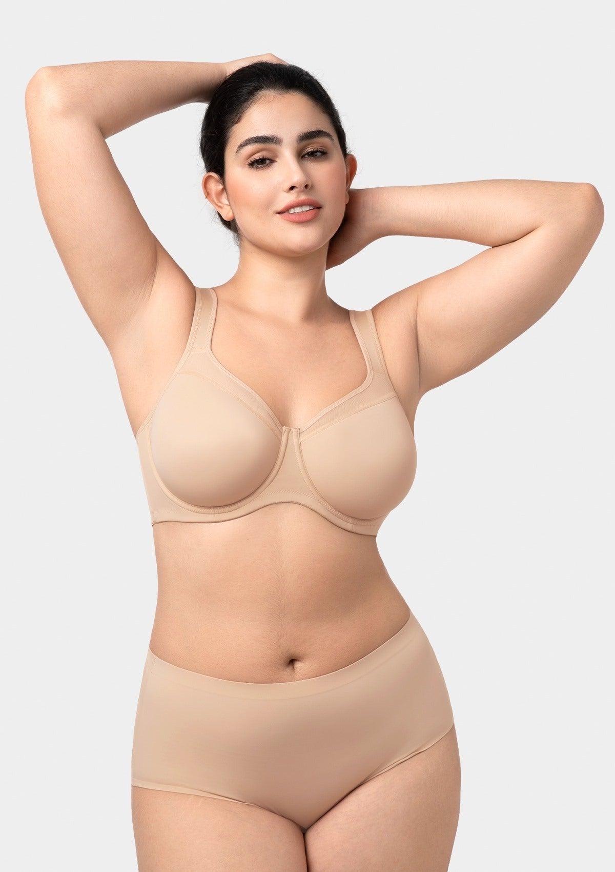 HSIA Alina Full Coverage Underwire Bra Plus Size Supportive Unlined Adjustable Strap Comfort Fit T-Shirt Style