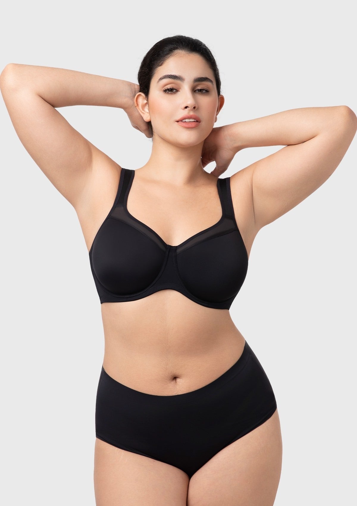 HSIA Alina Full Coverage Underwire Bra Plus Size Supportive Unlined Adjustable Strap Comfort Fit T-Shirt Style