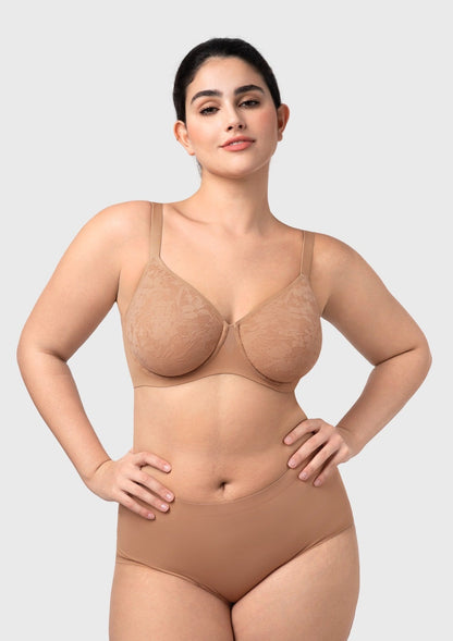 HSIA Auri Seamless Lace Support Bra Full Coverage Underwire Comfort Fit