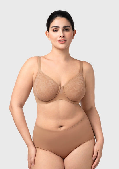 HSIA Auri Seamless Lace Support Bra Full Coverage Underwire Comfort Fit