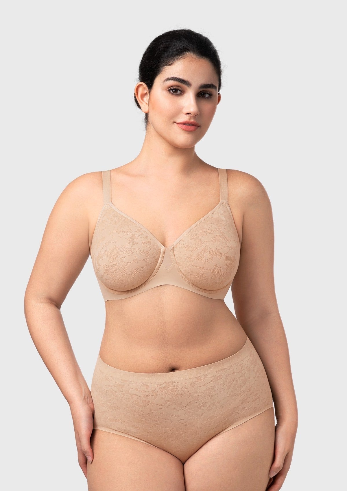 HSIA Auri Seamless Lace Support Bra Full Coverage Underwire Comfort Fit