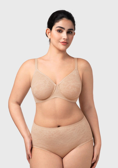 HSIA Auri Seamless Lace Support Bra Full Coverage Underwire Comfort Fit