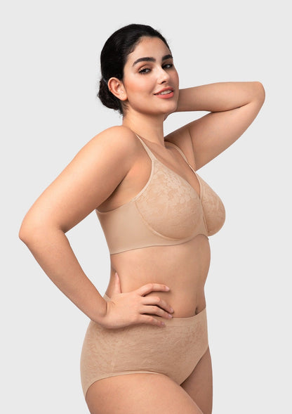 HSIA Auri Seamless Lace Support Bra Full Coverage Underwire Comfort Fit