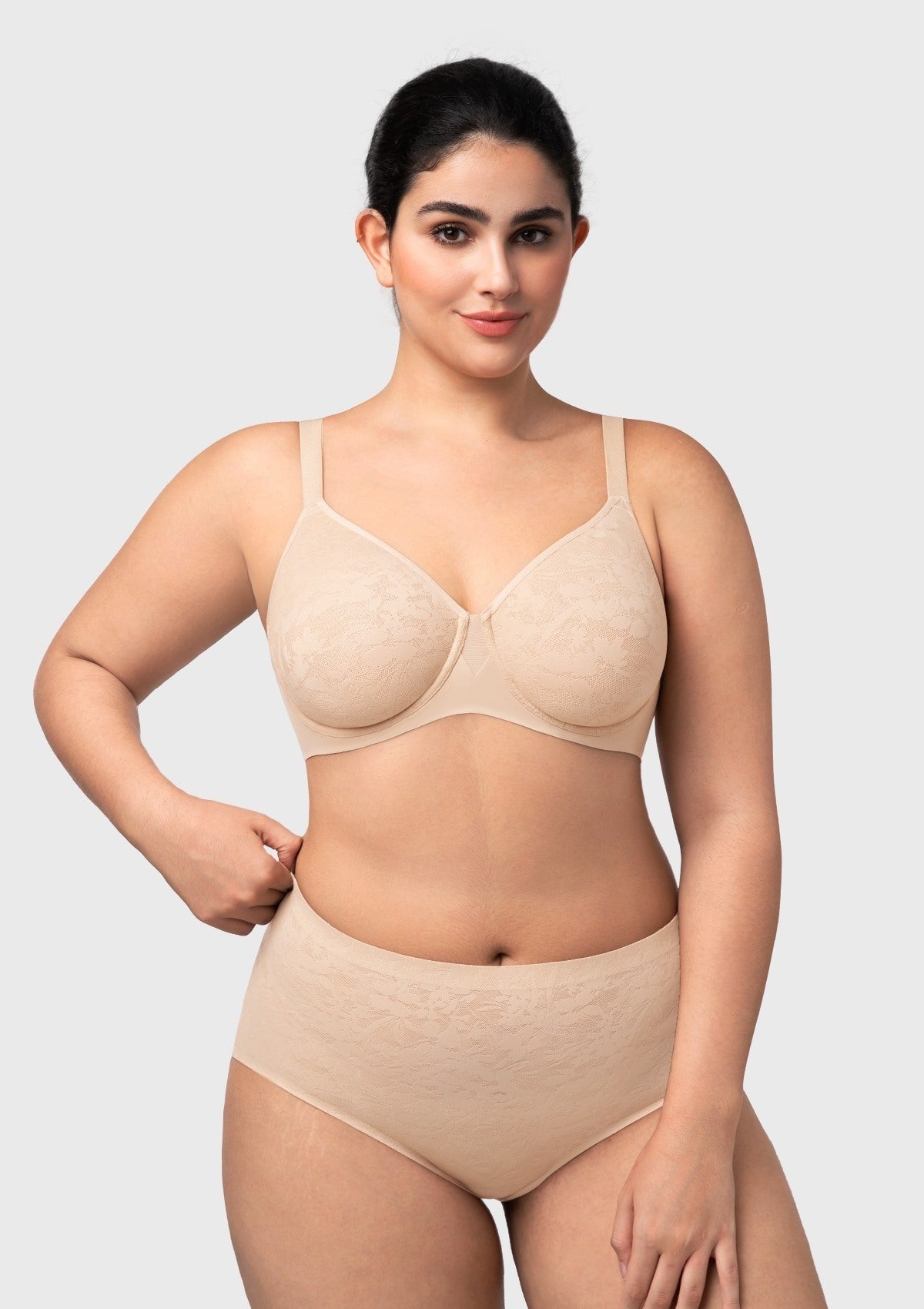 HSIA Auri Seamless Lace Support Bra Full Coverage Underwire Comfort Fit