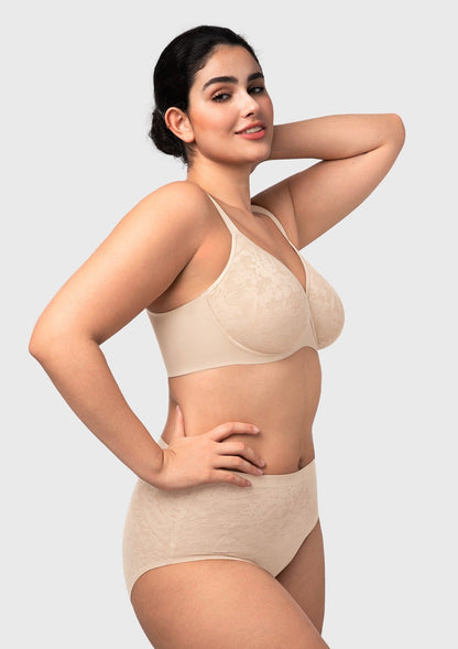 HSIA Auri Seamless Lace Support Bra Full Coverage Underwire Comfort Fit