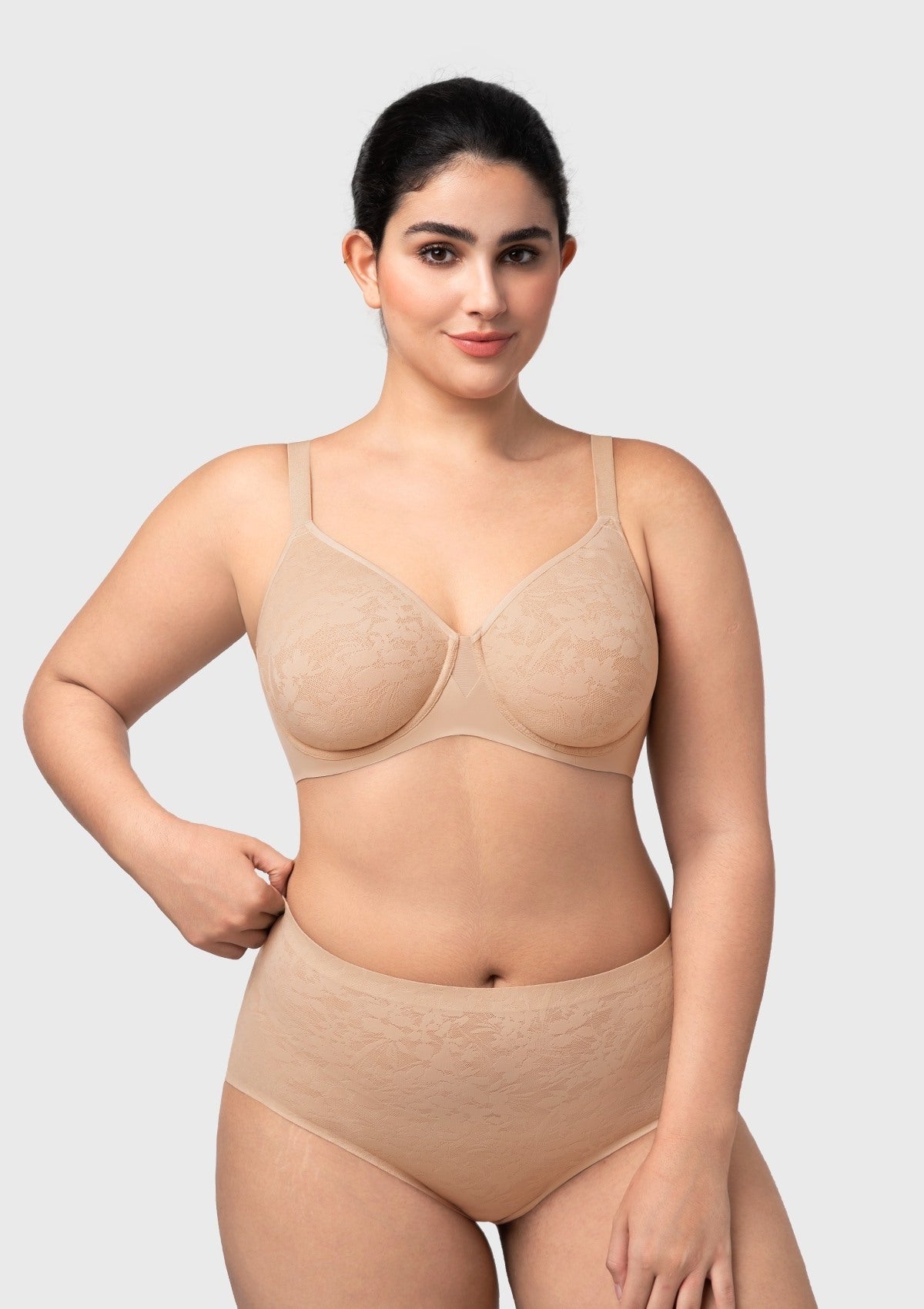 HSIA Auri Seamless Lace Support Bra Full Coverage Underwire Comfort Fit