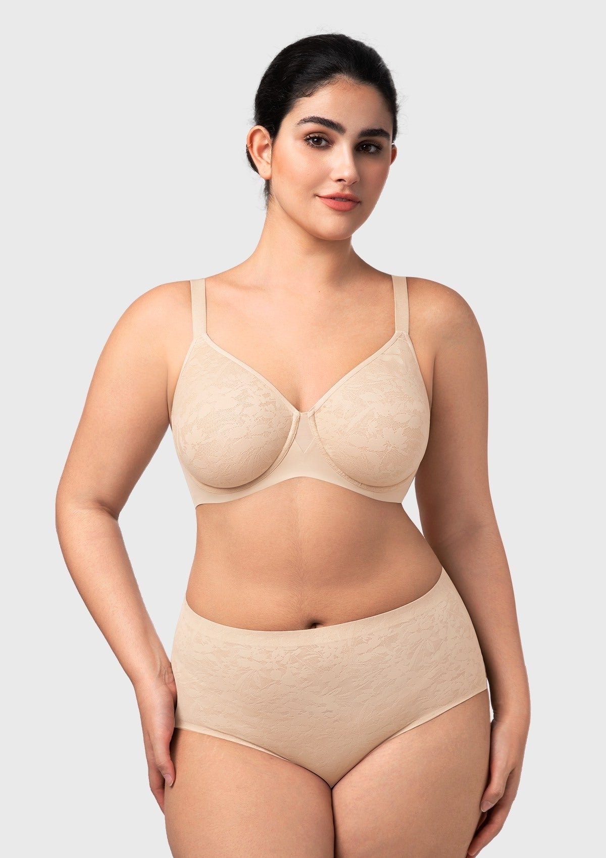 HSIA Auri Seamless Lace Support Bra Full Coverage Underwire Comfort Fit