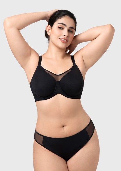 HSIA CoolComfort Plus Size Underwire Smoothing Wide Strap Full Coverage Unlined Minimizer T-shirt Bra