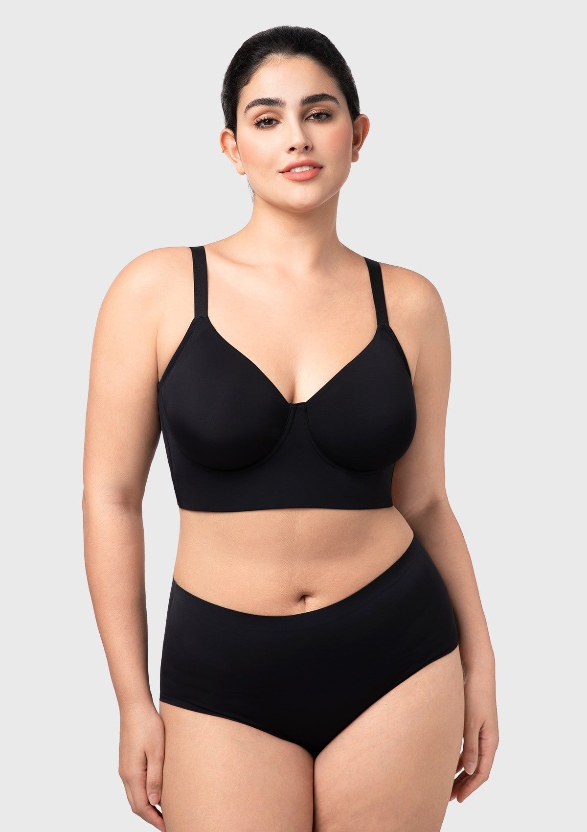 HSIA Delia Plus Size Lightly Padded Seamless Full Coverage Underwire Longline T-Shirt Bra for Fuller Bust