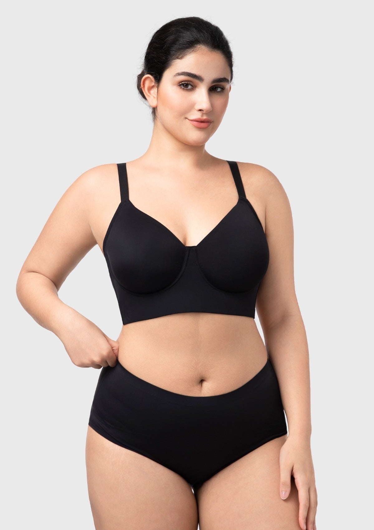 HSIA Delia Plus Size Lightly Padded Seamless Full Coverage Underwire Longline T-Shirt Bra for Fuller Bust