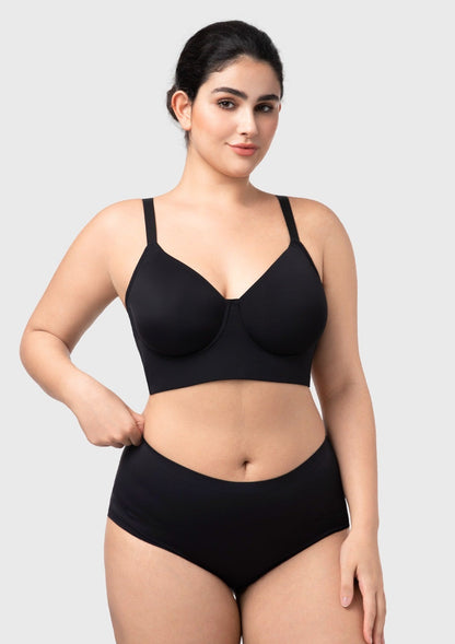 HSIA Delia Plus Size Lightly Padded Seamless Full Coverage Underwire Longline T-Shirt Bra for Fuller Bust