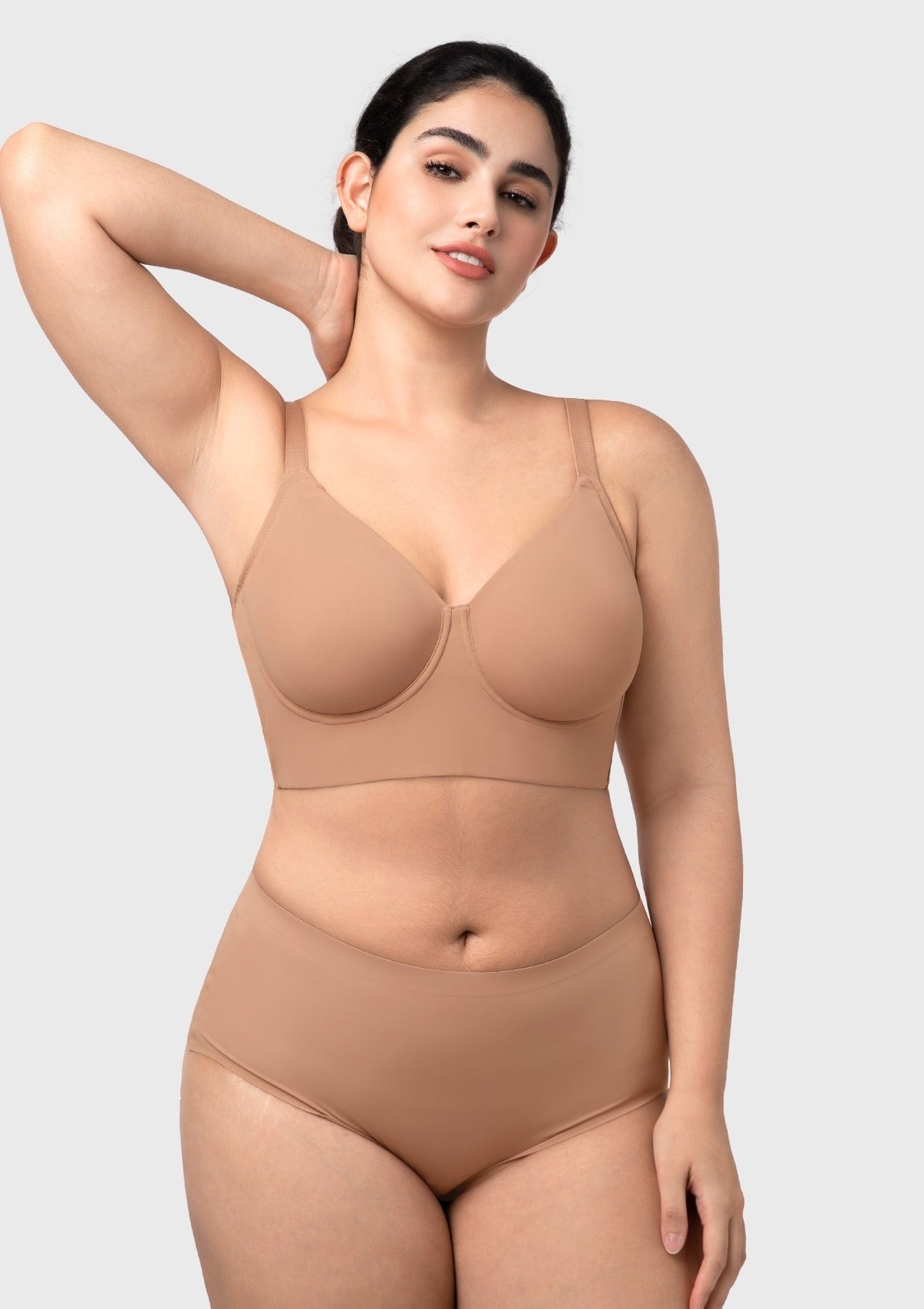 HSIA Delia Plus Size Lightly Padded Seamless Full Coverage Underwire Longline T-Shirt Bra for Fuller Bust