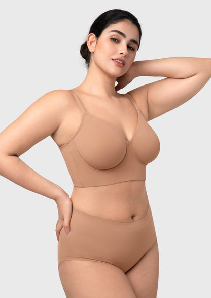 HSIA Delia Plus Size Lightly Padded Seamless Full Coverage Underwire Longline T-Shirt Bra for Fuller Bust
