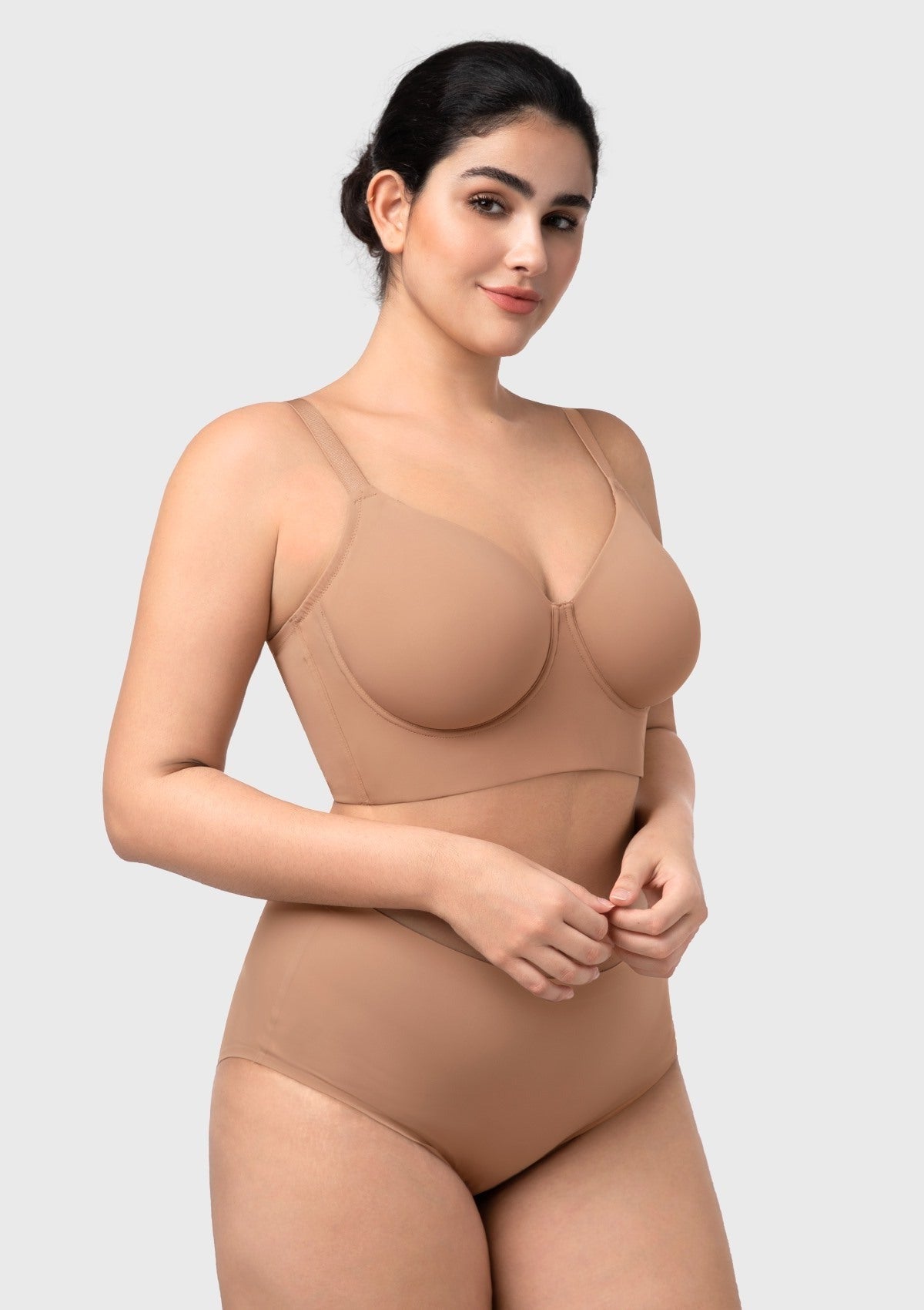 HSIA Delia Plus Size Lightly Padded Seamless Full Coverage Underwire Longline T-Shirt Bra for Fuller Bust