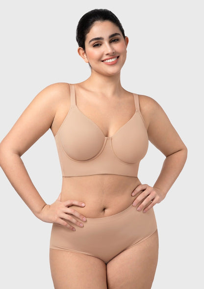 HSIA Delia Plus Size Lightly Padded Seamless Full Coverage Underwire Longline T-Shirt Bra for Fuller Bust