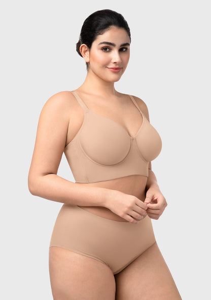 HSIA Delia Plus Size Lightly Padded Seamless Full Coverage Underwire Longline T-Shirt Bra for Fuller Bust