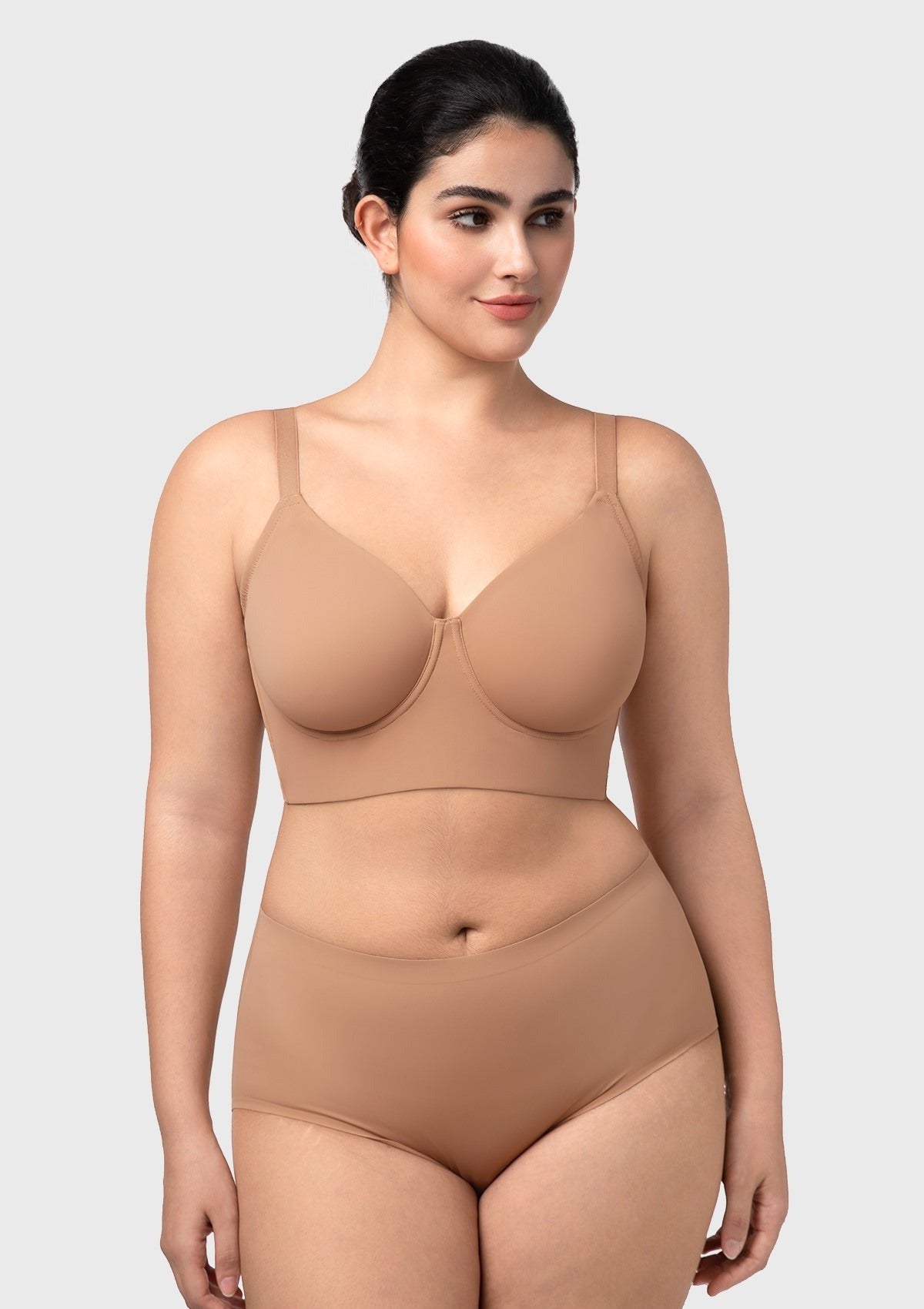 HSIA Delia Plus Size Lightly Padded Seamless Full Coverage Underwire Longline T-Shirt Bra for Fuller Bust
