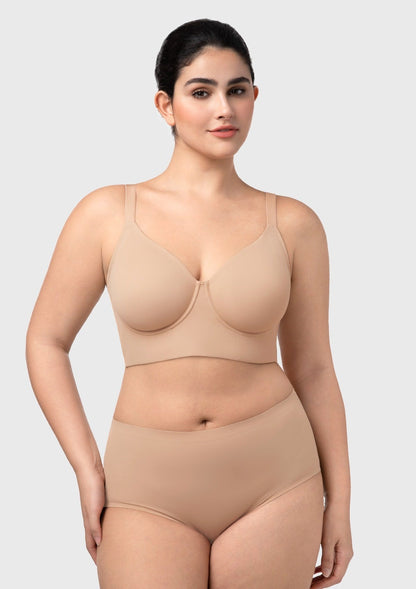 HSIA Delia Plus Size Lightly Padded Seamless Full Coverage Underwire Longline T-Shirt Bra for Fuller Bust