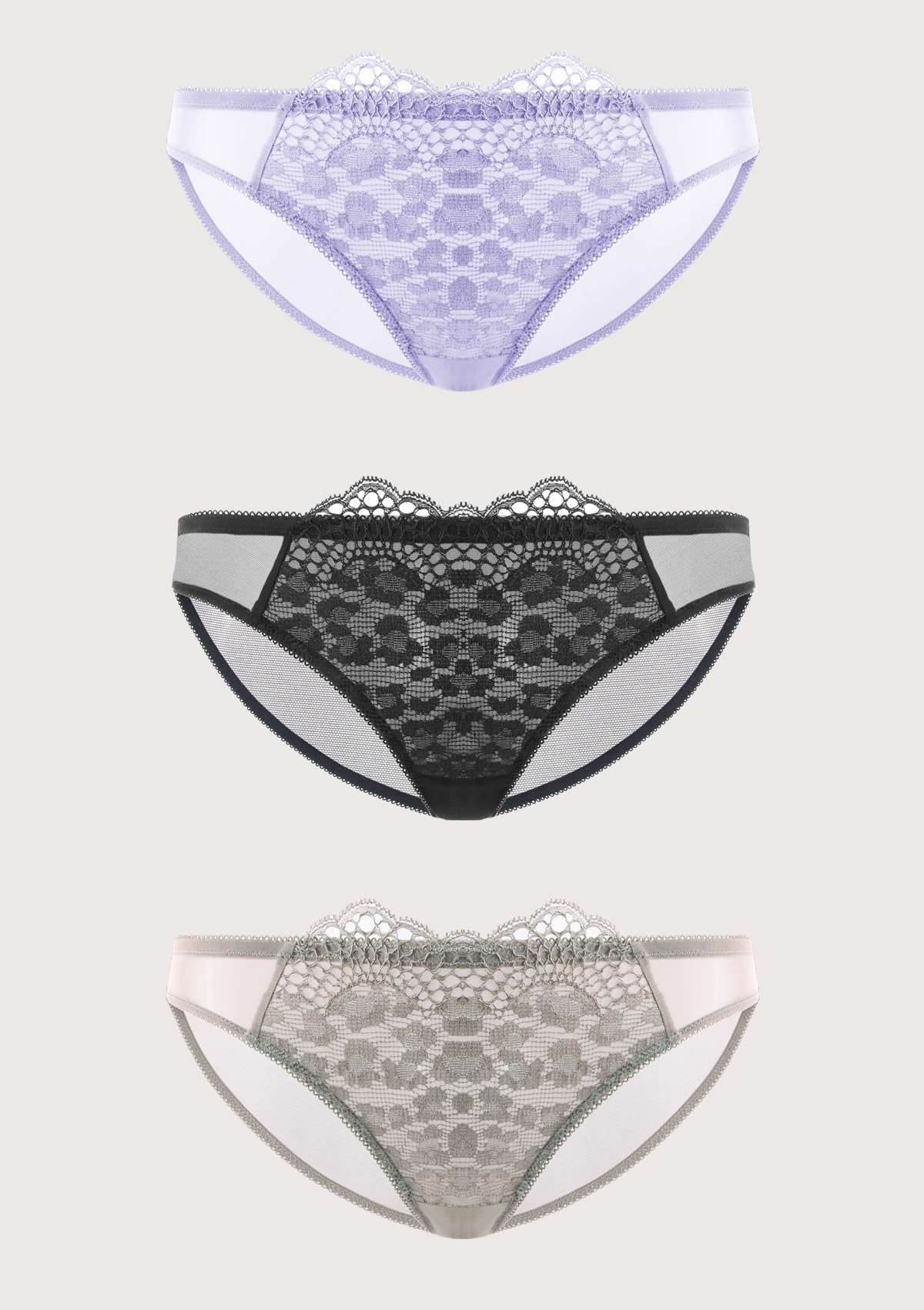 HSIA Front Lace Leopard Bikini Panties 3 Pack