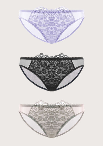 HSIA Front Lace Leopard Bikini Panties 3 Pack