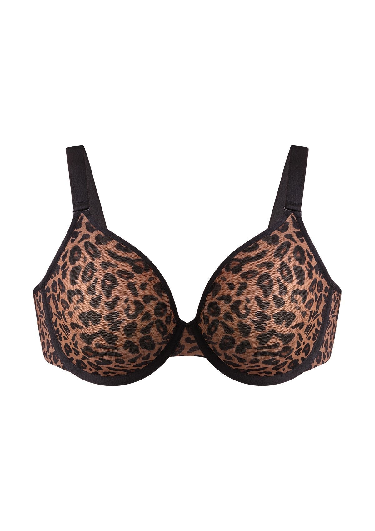HSIA Leopard wild Unlined Plus Size Breathable Soft Mesh No Padding Underwire Bra