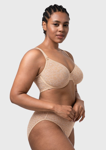 HSIA Leopard wild Unlined Plus Size Breathable Soft Mesh No Padding Underwire Bra