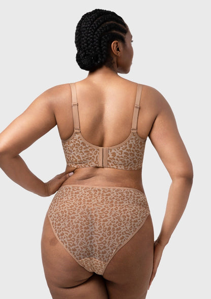 HSIA Leopard wild Unlined Plus Size Breathable Soft Mesh No Padding Underwire Bra