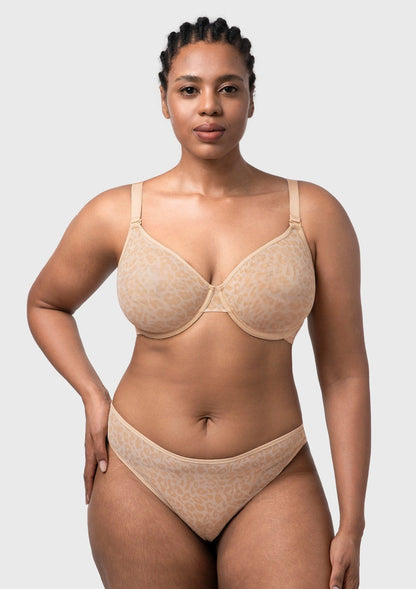HSIA Leopard wild Unlined Plus Size Breathable Soft Mesh No Padding Underwire Bra