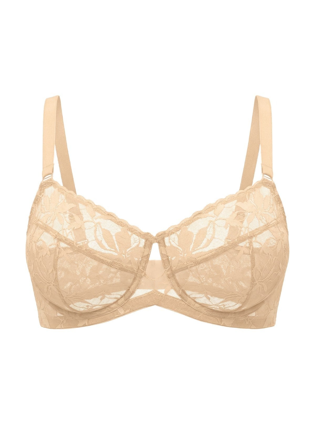 HSIA Petalia Plus Size Seamless Lace Underwire Balconette Demi No Padded Bra with High Elastic Fabric Delicate Lace Trim Cutout & Adjustable Straps