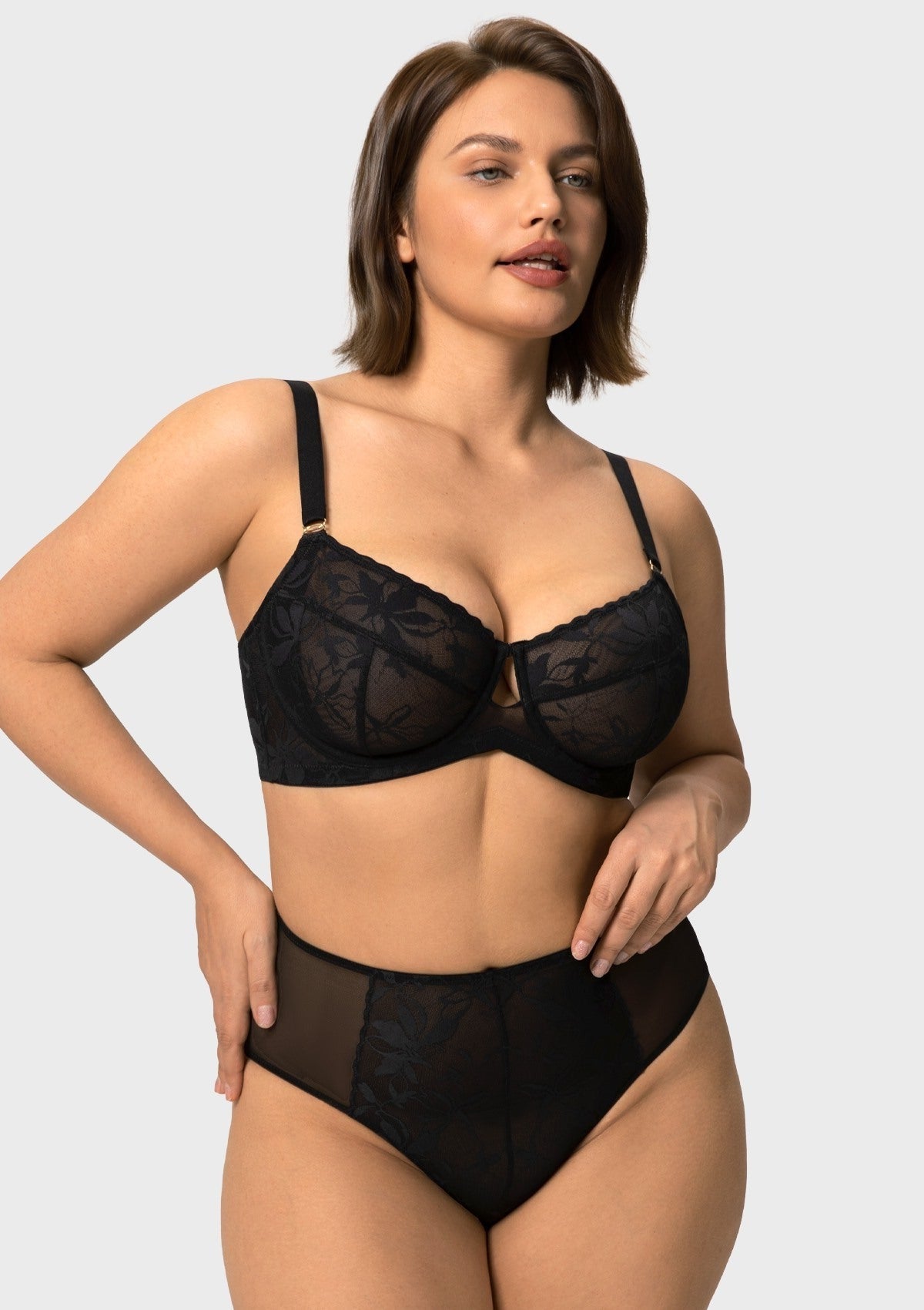 HSIA Petalia Plus Size Seamless Lace Underwire Balconette Demi No Padded Bra with High Elastic Fabric Delicate Lace Trim Cutout & Adjustable Straps