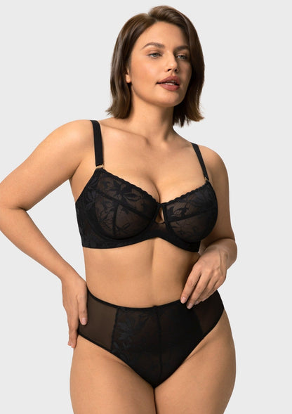 HSIA Petalia Plus Size Seamless Lace Underwire Balconette Demi No Padded Bra with High Elastic Fabric Delicate Lace Trim Cutout & Adjustable Straps