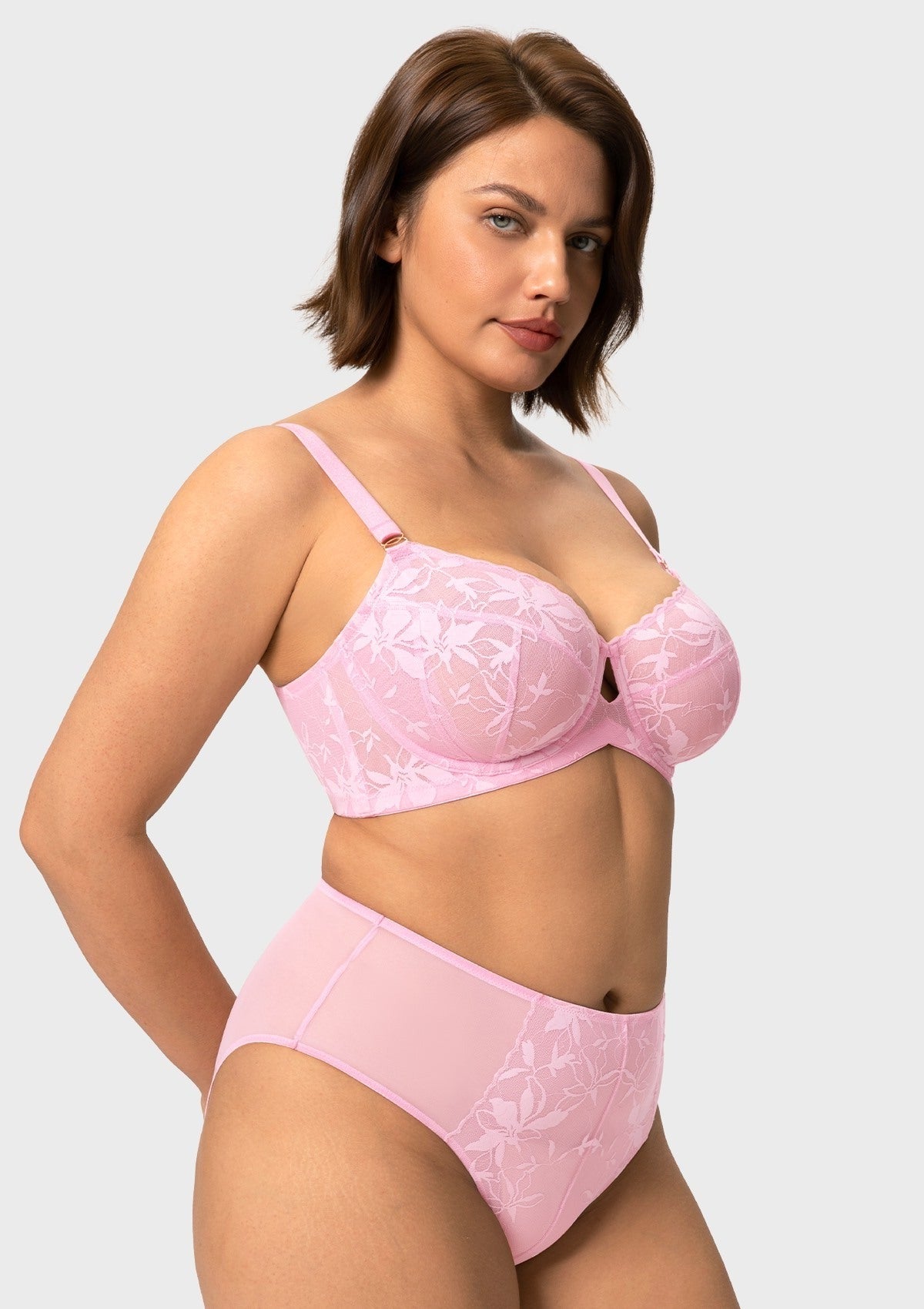 HSIA Petalia Plus Size Seamless Lace Underwire Balconette Demi No Padded Bra with High Elastic Fabric Delicate Lace Trim Cutout & Adjustable Straps