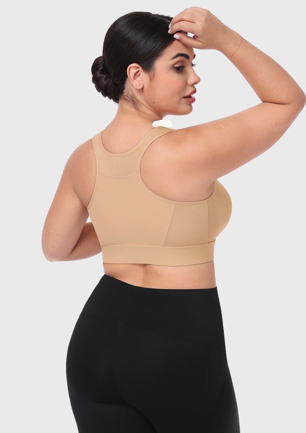 HSIA PowerMove High Support Zip Front Sports Bra Wireless No Bounce Adjustable Wide Straps