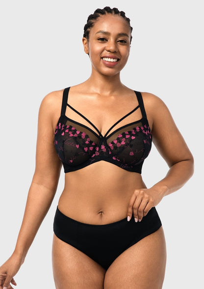 HSIA Renna Holiday Edit Embroidery Pink Lace Underwire Bra