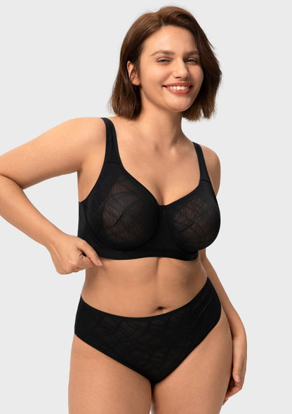 HSIA Skylark Breathable Lightweight Supportive Jacquard Mesh Wide Strap 3/4 Cup Comfort Bra
