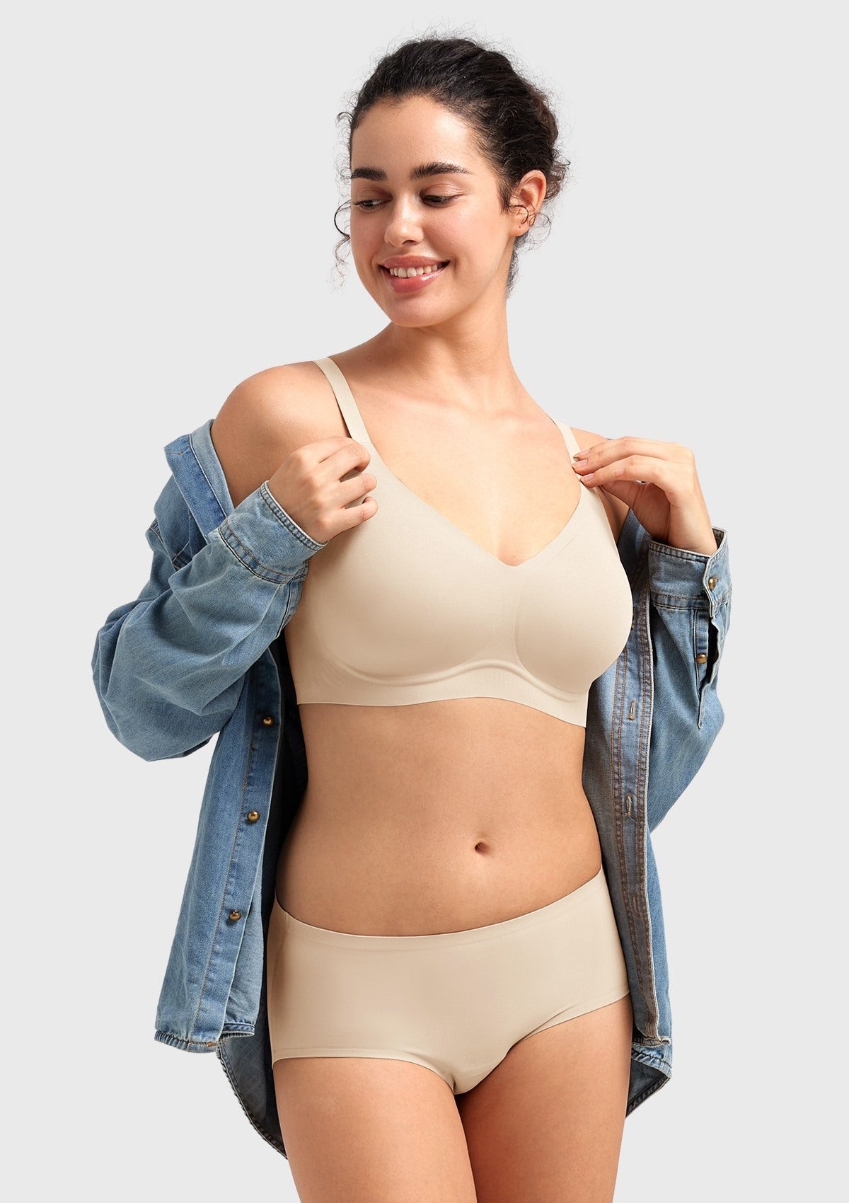 Songful CloudSoft Wireless Comfort  V-Neck Seamless Full Coverage Supportive T-shirt Bra