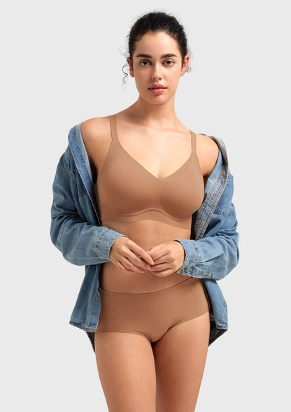 Songful CloudSoft Wireless Comfort  V-Neck Seamless Full Coverage Supportive T-shirt Bra