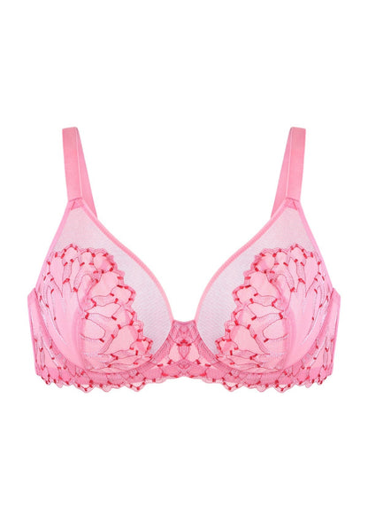 Winter Sonata Embroidered Lace Trim Full Coverage Unlined Underwire Bra