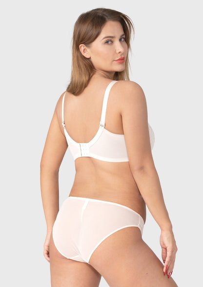 Winter Sonata Embroidered Lace Trim Full Coverage Unlined Underwire Bra