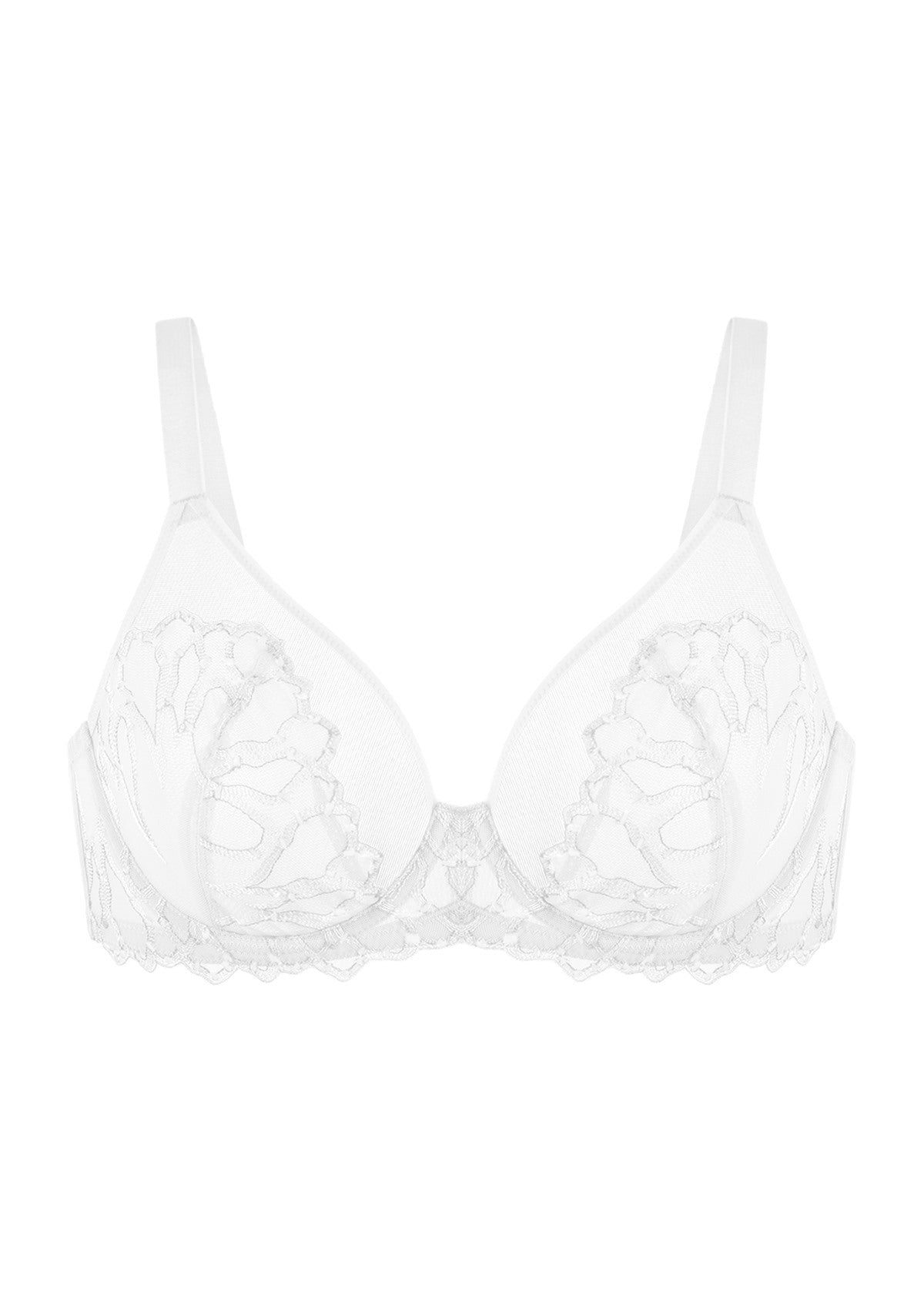 Winter Sonata Embroidered Lace Trim Full Coverage Unlined Underwire Bra