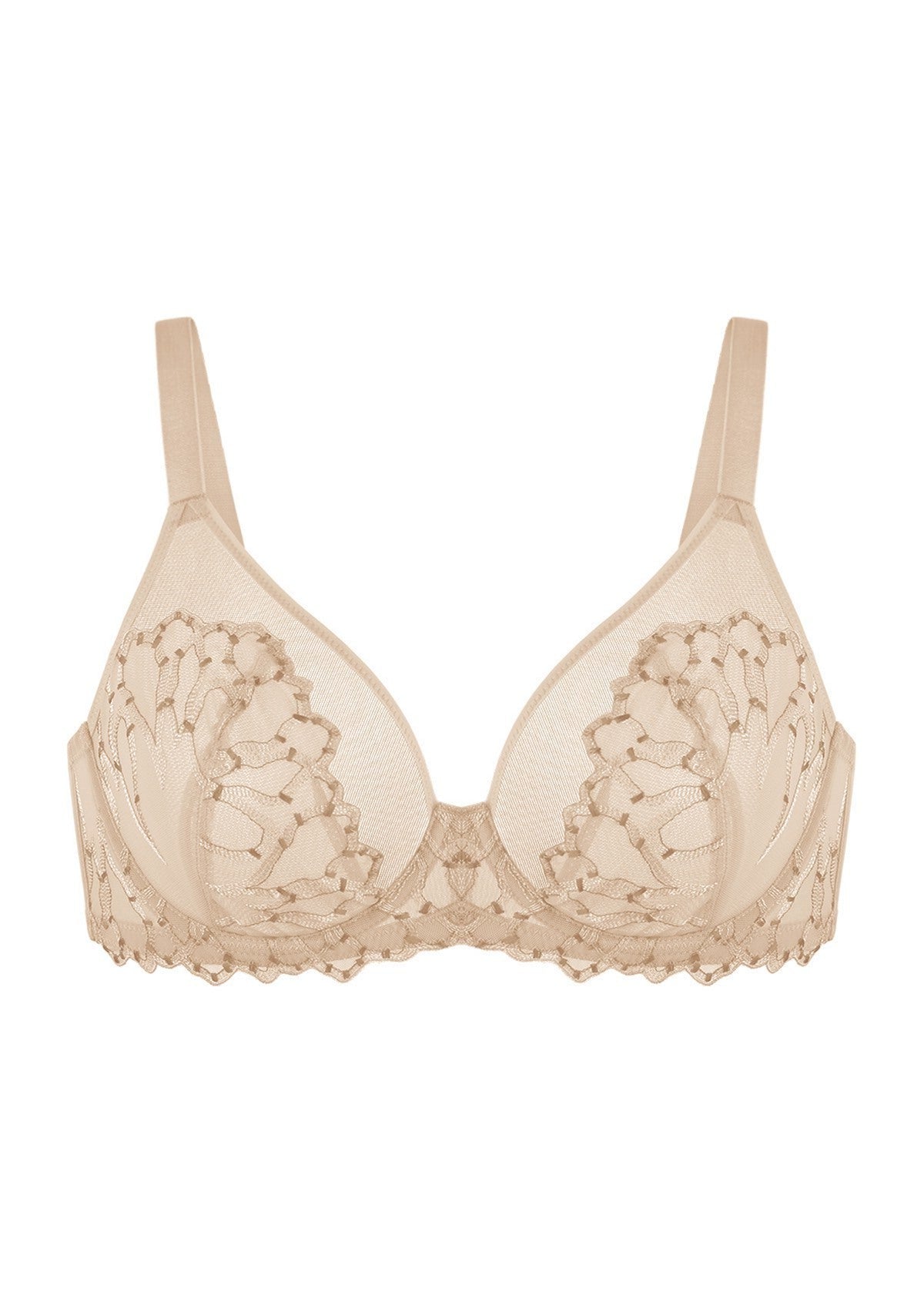 Winter Sonata Embroidered Lace Trim Full Coverage Unlined Underwire Bra