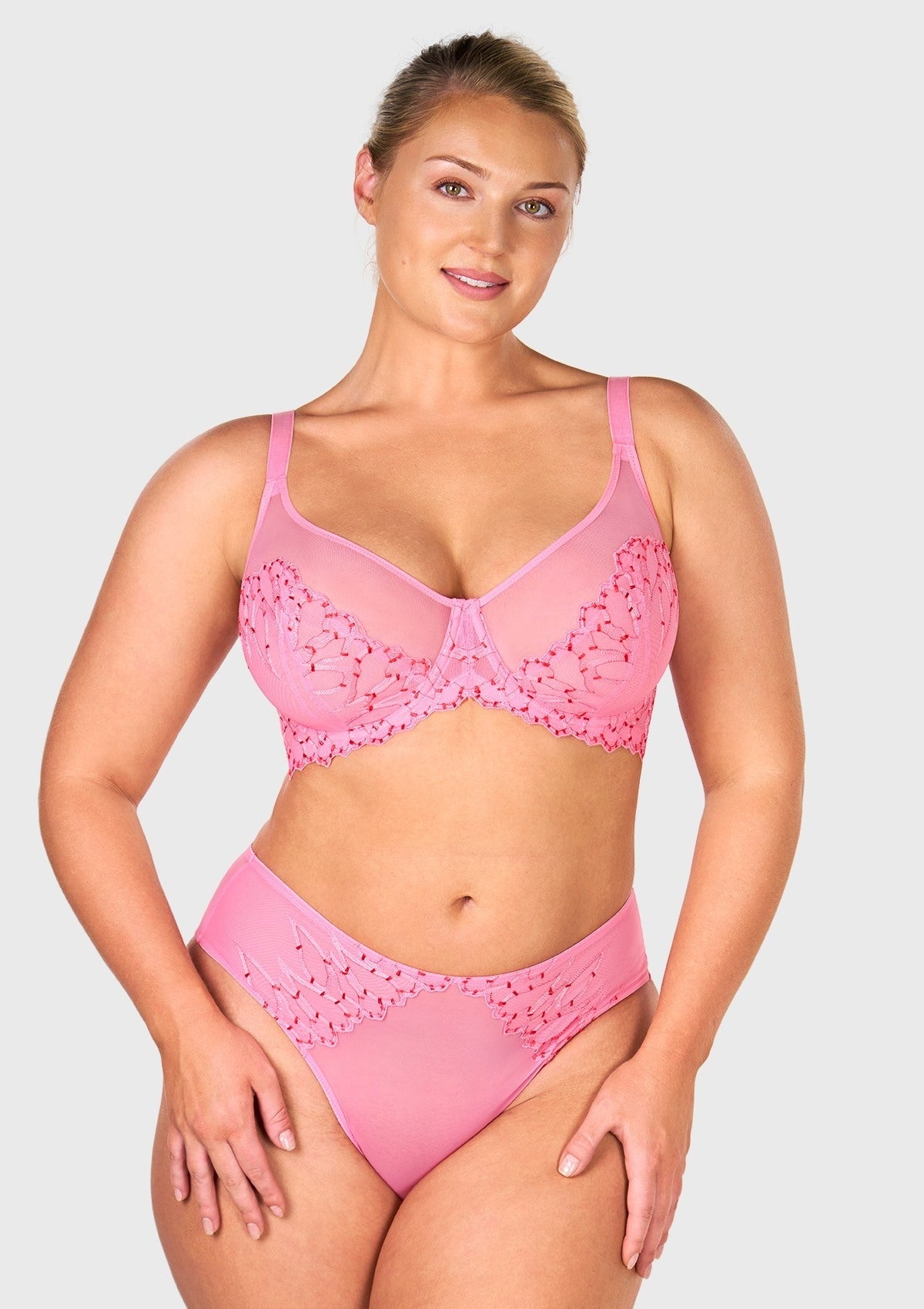 Winter Sonata Embroidered Lace Trim Full Coverage Unlined Underwire Bra