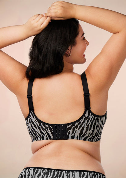 Zebra Wild Black Unlined Underwire Mesh Bra Set