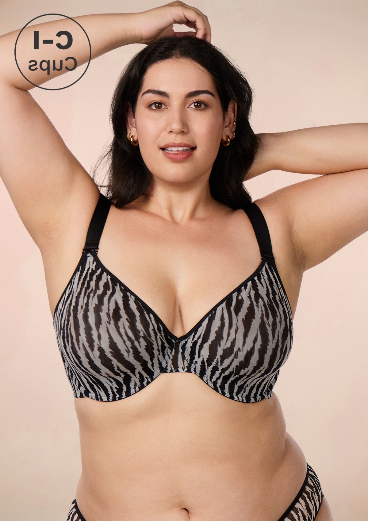 Zebra Wild Black Unlined Underwire Mesh Bra Set