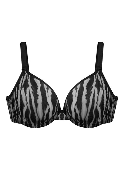 Zebra Wild Black Unlined Underwire Mesh Bra Set