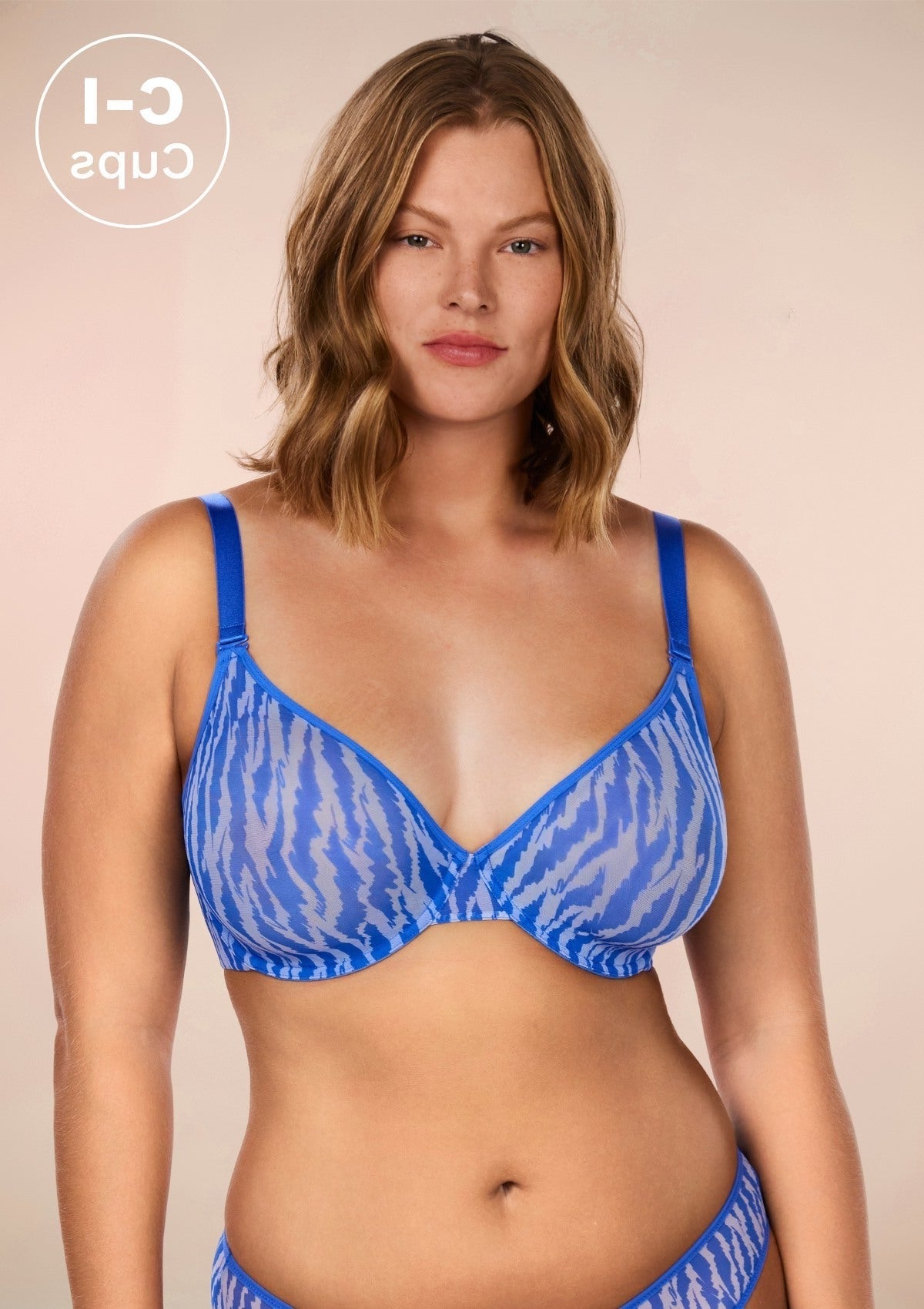 Zebra Wild Unlined Blue Underwire Mesh Bra Set