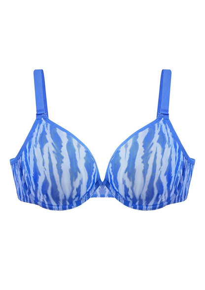 Zebra Wild Unlined Blue Underwire Mesh Bra Set